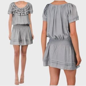 Vertigo Women’s Grey Ruffled Short Sleeve Mini Dress L NWT